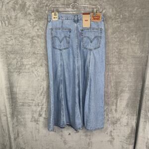 NWT Levi’s Blue Denim Midi Skirt SZ 29 Western Boho Country Cowgirl Flared